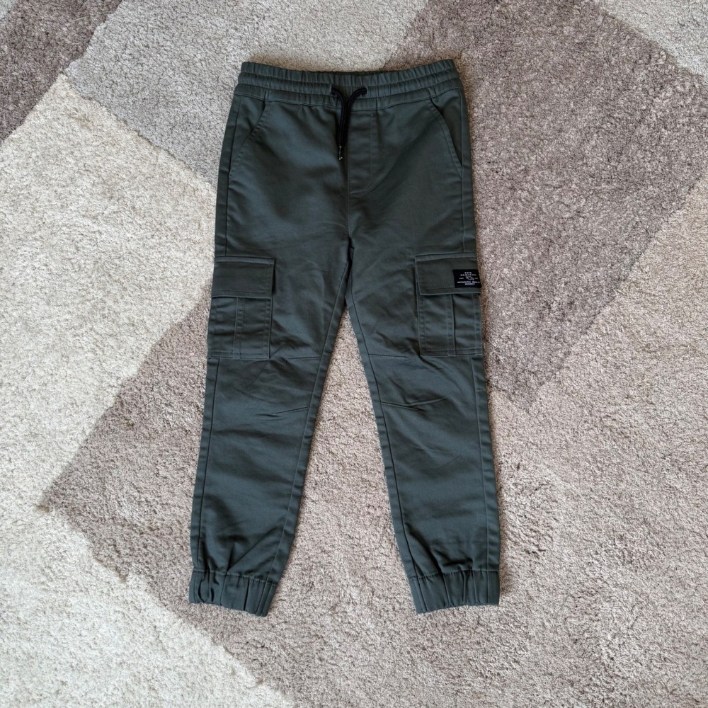 Tony Hawk Boys Cargo Pants Dark Olive Green Elastic Waist Size M 5/6